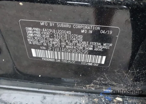 2019 Subaru Wrx из США, поврежденный, VIN JF1VA1A69K9826295